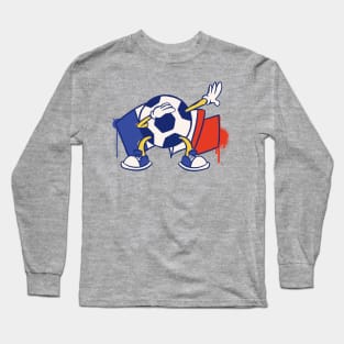 Dabbing Soccer Ball Cartoon France French Flag Football Long Sleeve T-Shirt